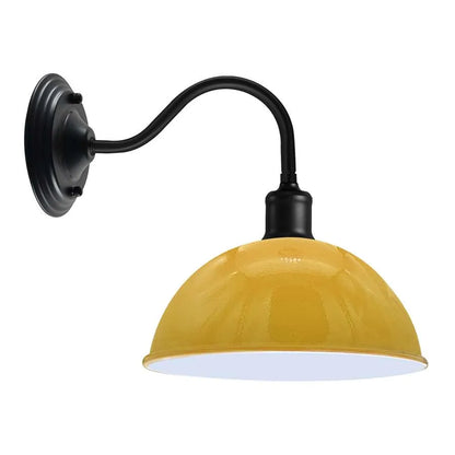 Swan Neck Wall Light with Shade – Black, Copper, Rose Gold, Satin Nickel, Brass - Black, Dome 21 cm Yellow, Without Bulb