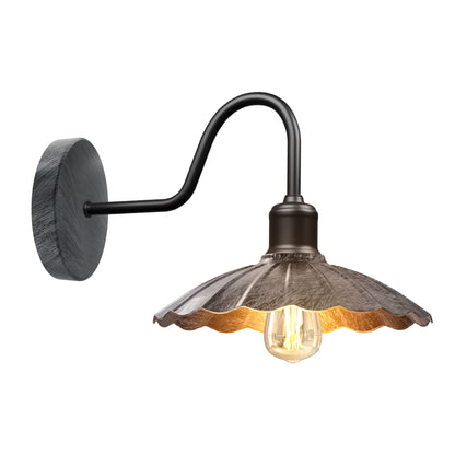Swan Neck Wall Light with Shade – Black, Copper, Rose Gold, Satin Nickel, Brass - Black, Lounge 22 cm Brushed Silver, Without Bulb