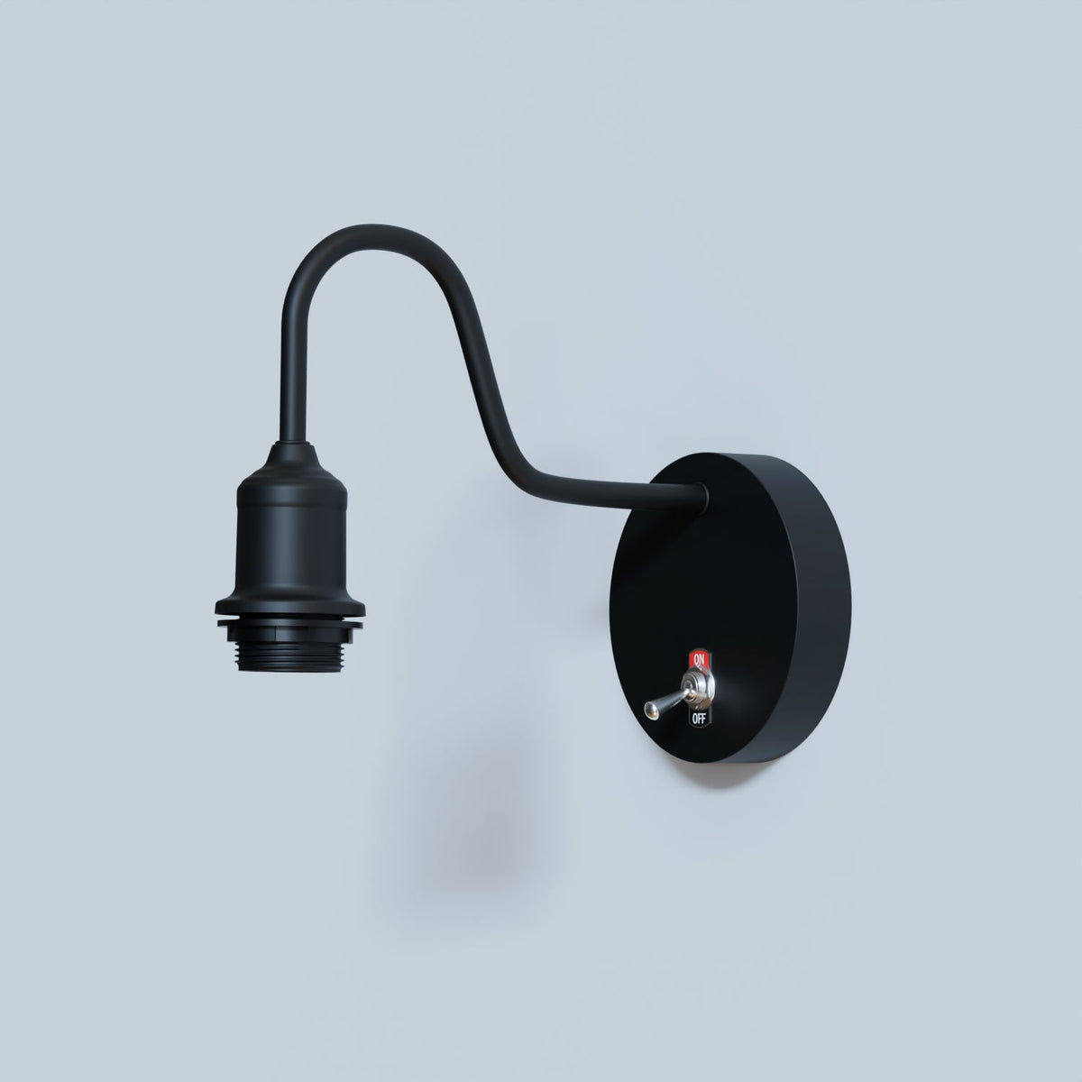 Swan Neck Wall Light with Shade – Black, Copper, Rose Gold, Satin Nickel, Brass - Black, No Shade 120 mm Rose, Without Bulb