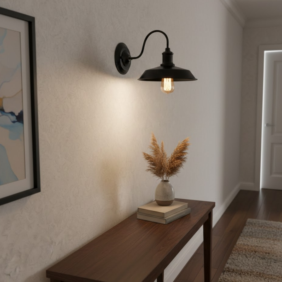 Swan Neck Wall Light with Shade – Black, Copper, Rose Gold, Satin Nickel, Brass - photo 96