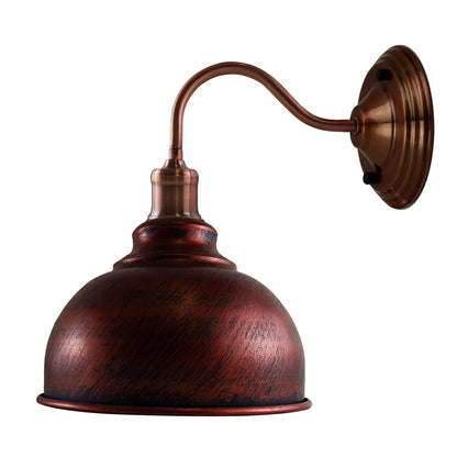 Swan Neck Wall Light with Shade – Black, Copper, Rose Gold, Satin Nickel, Brass - Copper, Curvy 21 cm Rustic Red, Without Bulb