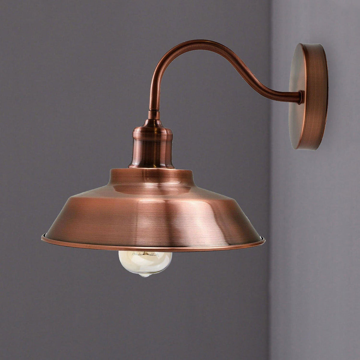 Swan Neck Wall Light with Shade – Black, Copper, Rose Gold, Satin Nickel, Brass - photo 60
