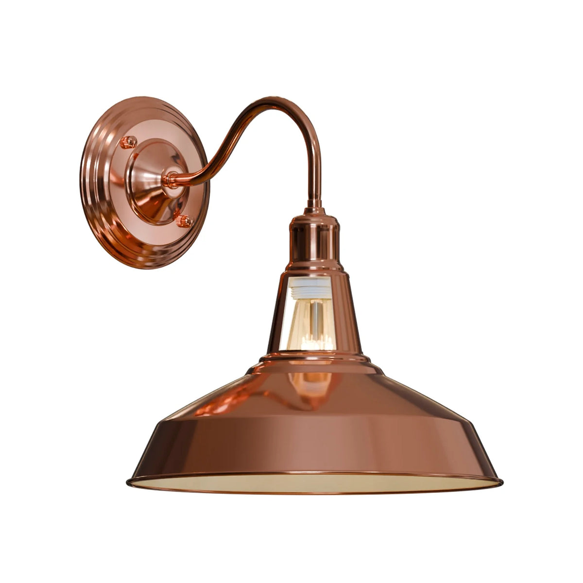 Swan Neck Wall Light with Shade – Black, Copper, Rose Gold, Satin Nickel, Brass - Rose Gold, Barn Slotted 30 cm Rose Gold, Without Bulb