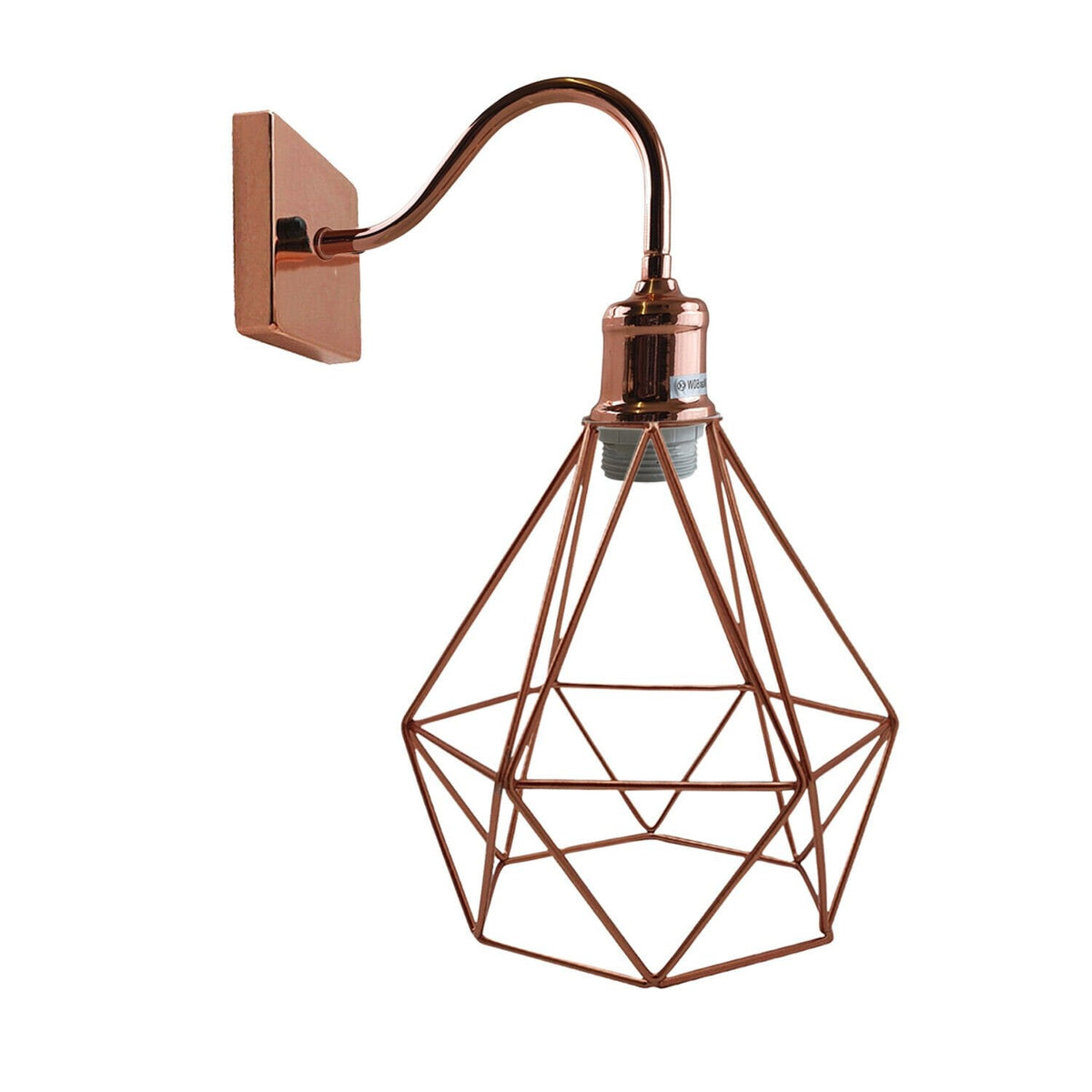 Swan Neck Wall Light with Shade – Black, Copper, Rose Gold, Satin Nickel, Brass - Rose Gold, Diamond Cage Rose Gold, Without Bulb