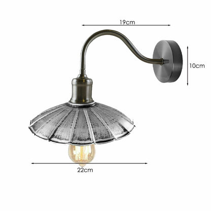 Swan Neck Wall Light with Shade – Black, Copper, Rose Gold, Satin Nickel, Brass - Satin Nickel, Lounge 22 cm Brushed Silver, Without Bulb