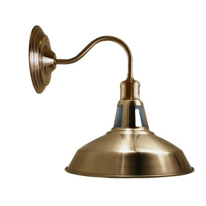 Swan Neck Wall Light with Shade – Black, Copper, Rose Gold, Satin Nickel, Brass - Yellow Brass, Barn Slotted 30 cm Yellow Brass, Without Bulb