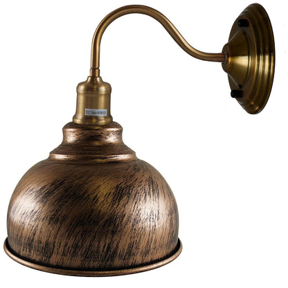 Swan Neck Wall Light with Shade – Black, Copper, Rose Gold, Satin Nickel, Brass - Yellow Brass, Curvy 21 cm Brushed Copper, Without Bulb