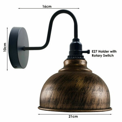 Swan Neck Wall Light with Switch – Black, E27, with Shade - photo 9