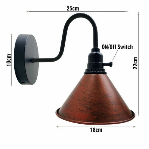 Swan Neck Wall Light with Switch – Black, E27, with Shade - photo 10