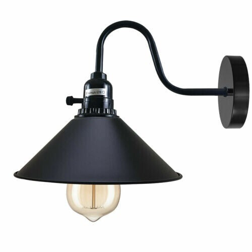 Swan Neck Wall Light with Switch – Black, E27, with Shade - photo 13