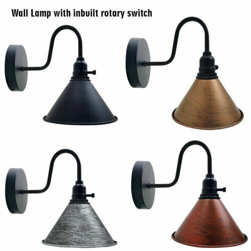 Swan Neck Wall Light with Switch – Black, E27, with Shade - photo 17