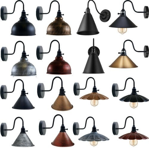 Swan Neck Wall Light with Switch – Black, E27, with Shade - photo 4