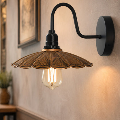 Swan Neck Wall Light with Switch – Black, E27, with Shade - photo 5