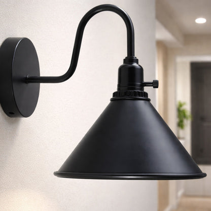 Swan Neck Wall Light with Switch – Black, E27, with Shade - photo 7