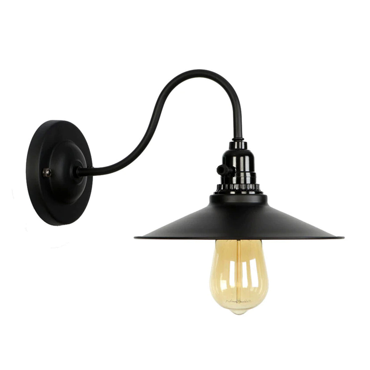 Swan Neck Wall Light with Switch – Black, E27, with Shade - photo 35