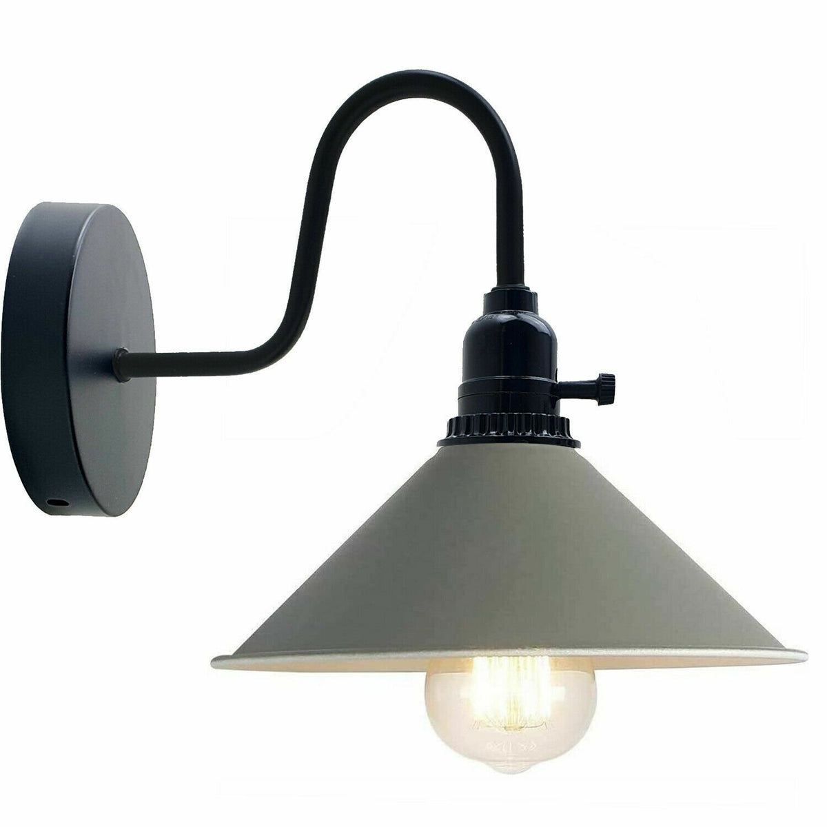 Swan Neck Wall Light with Switch – Black, E27, with Shade - photo 46