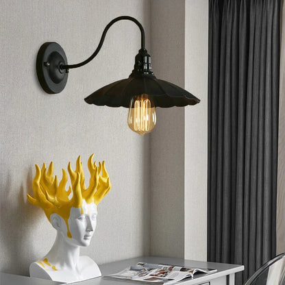 Swan Neck Wall Light with Switch – Black, E27, with Shade - photo 81