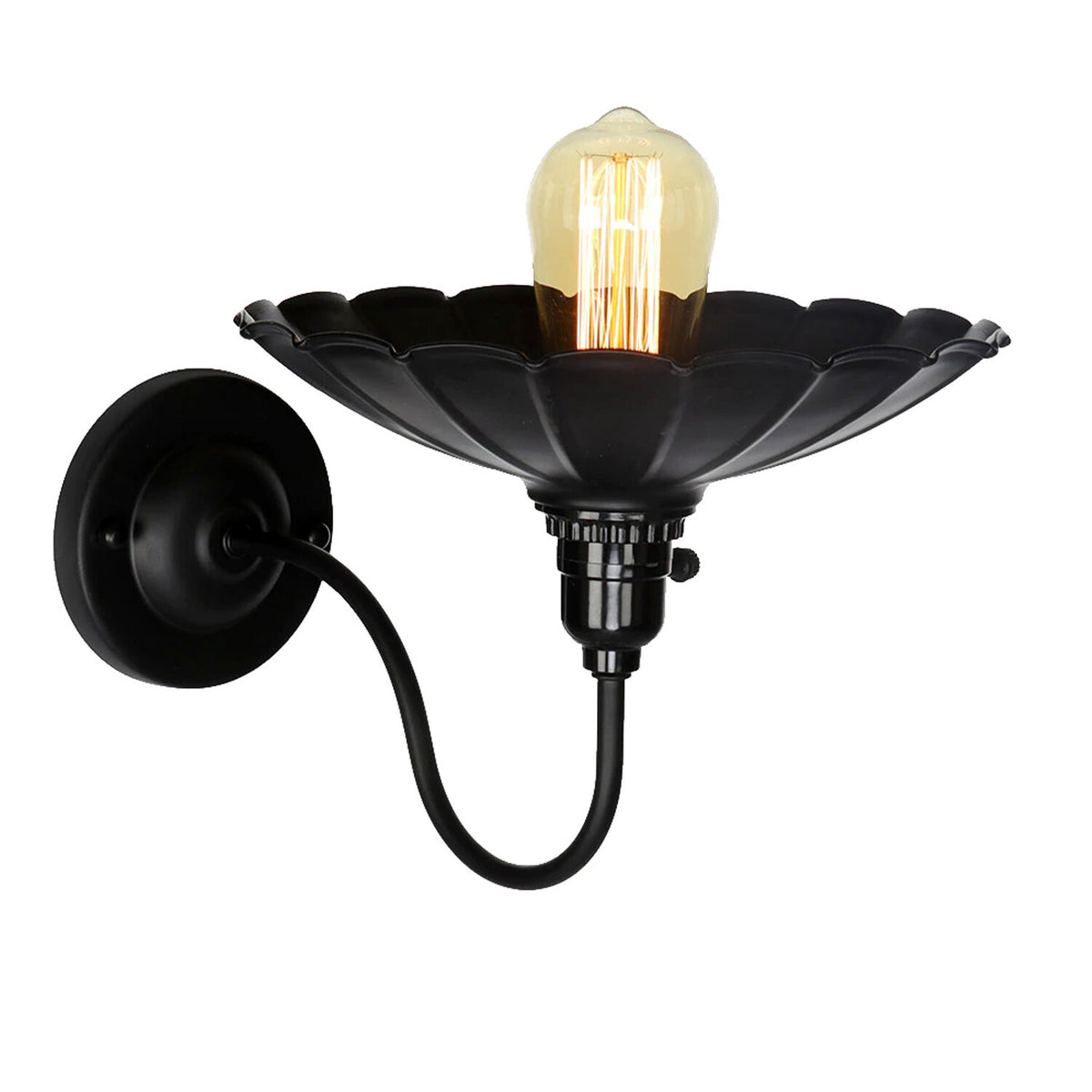 Swan Neck Wall Light with Switch – Black, E27, with Shade - photo 37