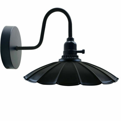 Swan Neck Wall Light with Switch – Black, E27, with Shade - Black, Lounge 22 cm Black, Without Bulb