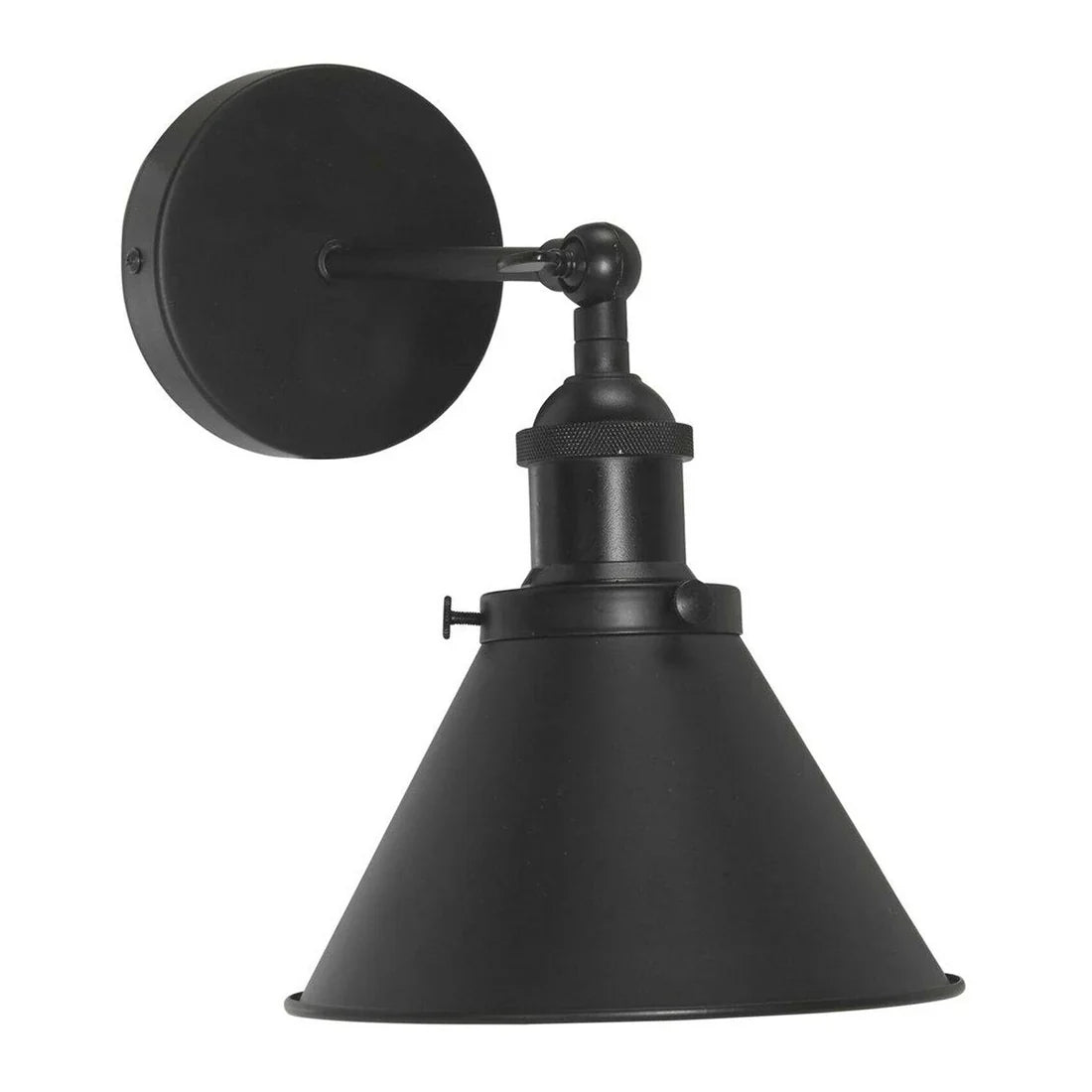 Swan Neck Wall Light with Switch – Black, E27, with Shade - Black, Small Cone 18 cm Black 108 mm Rose, Without Bulb
