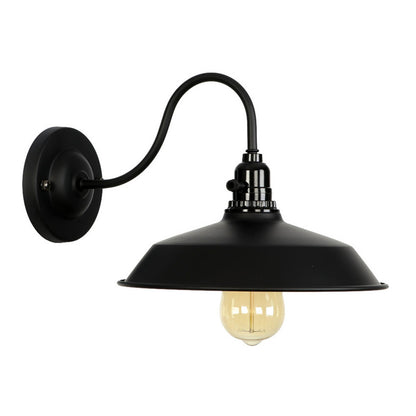 Swan Neck Wall Light with Switch – Black, E27, with Shade - Black, Top 26 cm Black 108 mm Rose, Without Bulb