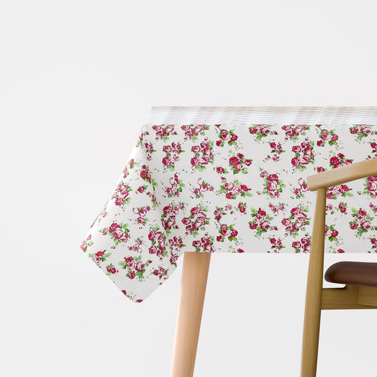 Pink Rose Tablecloth – 120 x 152 or 137 x 183 cm, Wipe-Clean Polyester - 120 x 152cm