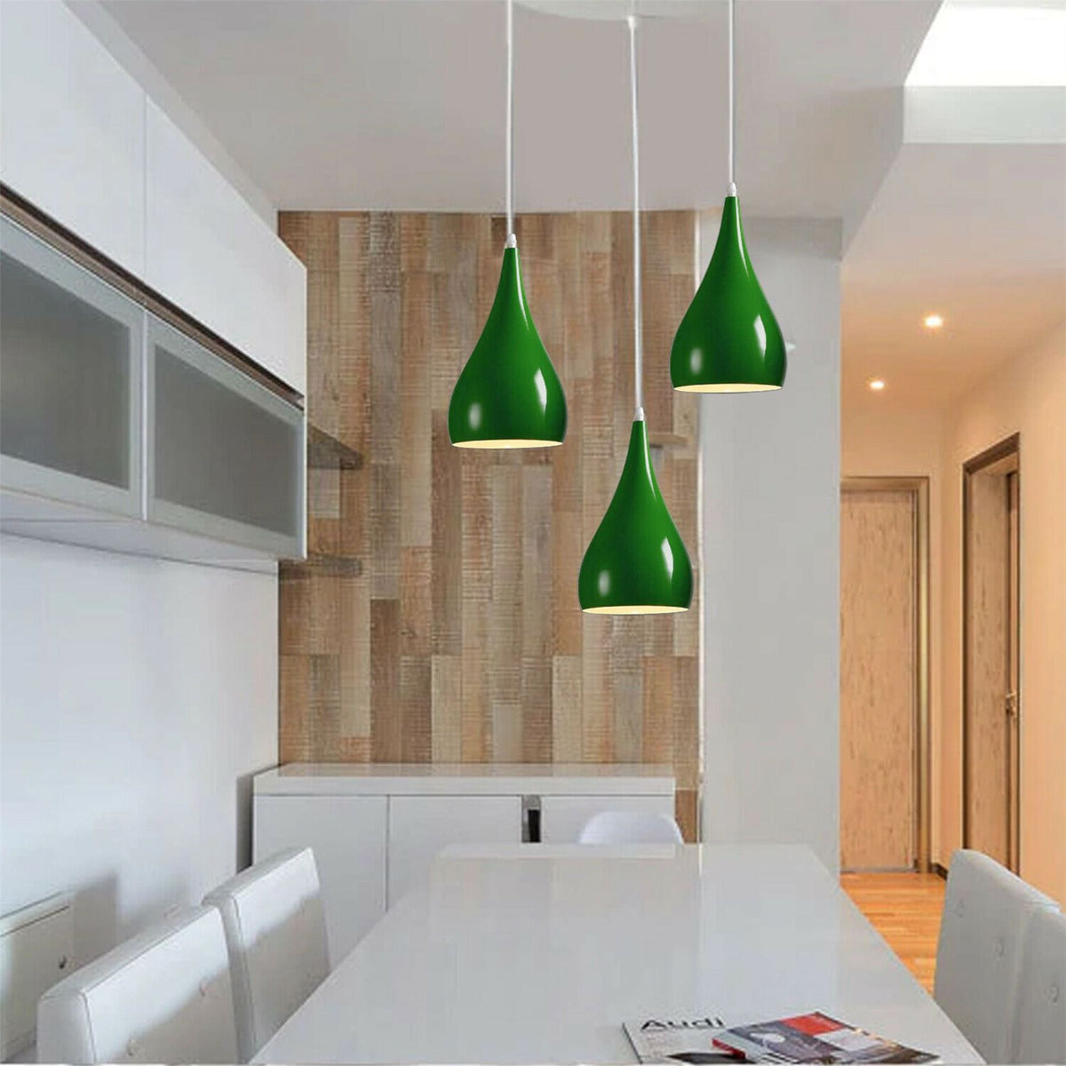 3 Light Teardrop Cluster Pendant – White Canopy, 7 Colours, E27 - photo 4