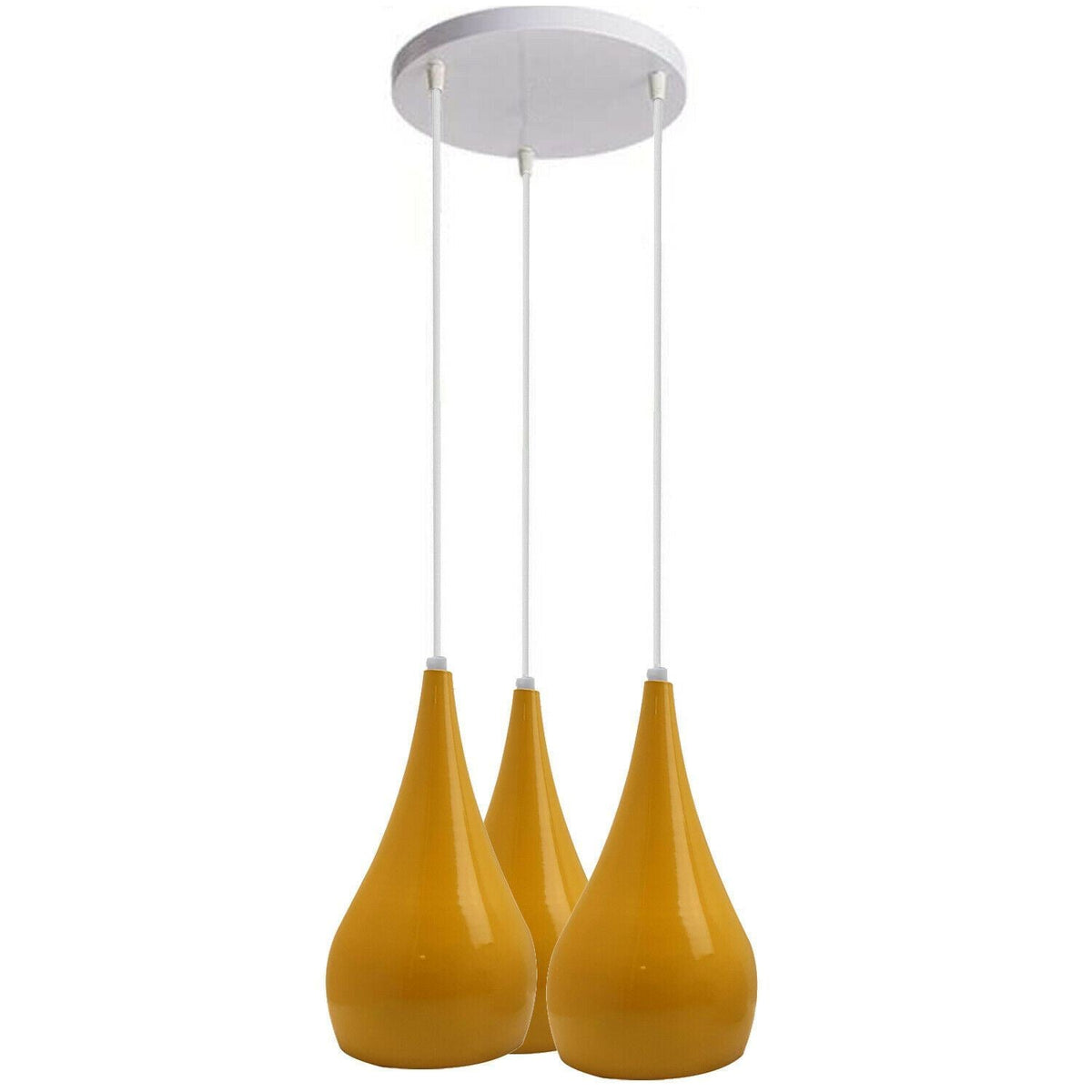 3 Light Teardrop Cluster Pendant – White Canopy, 7 Colours, E27 - photo 6