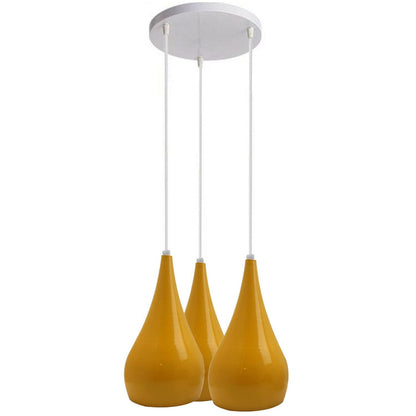 3 Light Teardrop Cluster Pendant – White Canopy, 7 Colours, E27 - photo 6