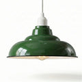 Temple Enamel Lamp Shade 32 cm – Black & White or Green, Easy Fit - Green, 32 cm with Reducer Ring, Single