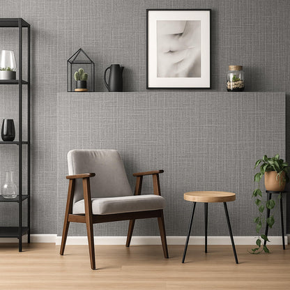 Self-Adhesive Linen Wallpaper – Light Grey, Textured, 50 cm x 2.8 m Roll - photo 2