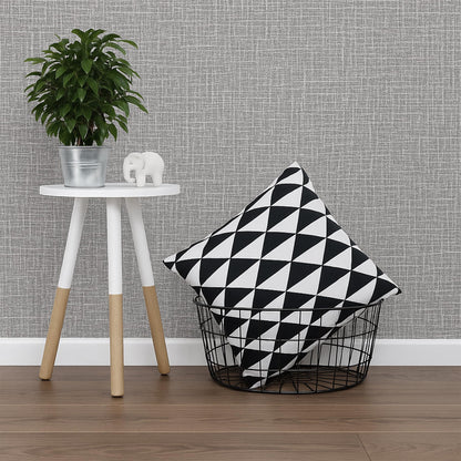 Self-Adhesive Linen Wallpaper – Light Grey, Textured, 50 cm x 2.8 m Roll - photo 3