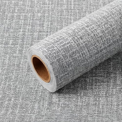 Self-Adhesive Linen Wallpaper – Light Grey, Textured, 50 cm x 2.8 m Roll - 1 Roll