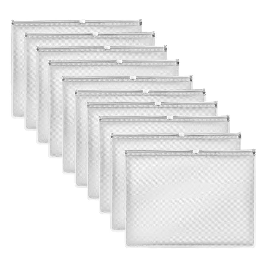 Zip Document Wallets – A4 or A5, Pack of 10 or 12, 6 Colours - A5, White, Pack of 10
