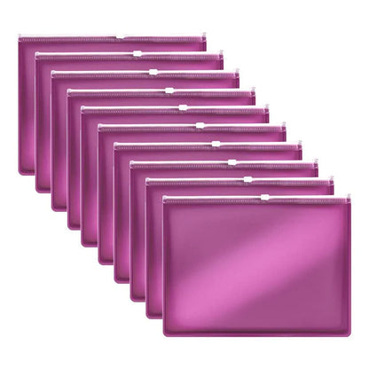 Zip Document Wallets – A4 or A5, Pack of 10 or 12, 6 Colours - A4, Pink, Pack of 10