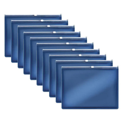 Zip Document Wallets – A4 or A5, Pack of 10 or 12, 6 Colours - A5, Blue, Pack of 10