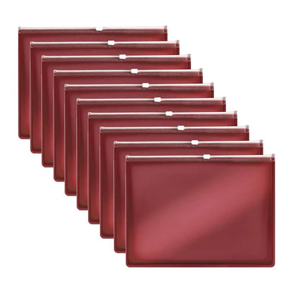 Zip Document Wallets – A4 or A5, Pack of 10 or 12, 6 Colours - A5, Red, Pack of 10