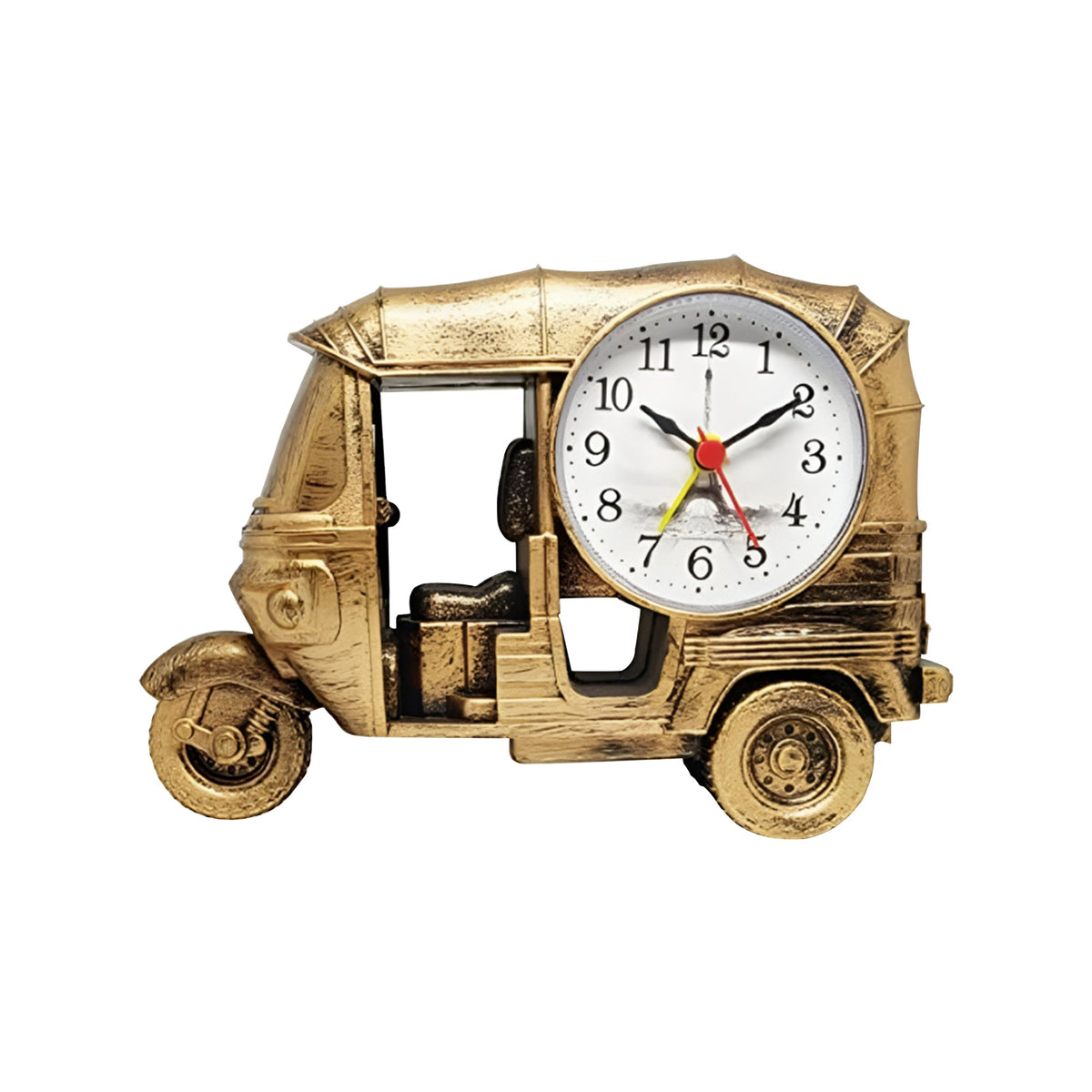 Tuk-Tuk Alarm Clock – Auto Rickshaw Design, Chrome, Yellow or Brushed Brass - Brushed Brass