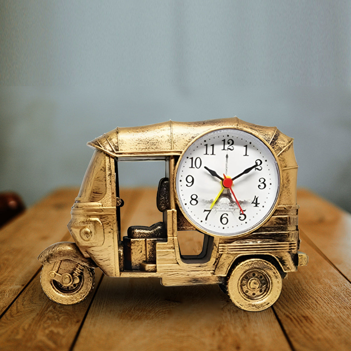 Tuk-Tuk Alarm Clock – Auto Rickshaw Design, Chrome, Yellow or Brushed Brass