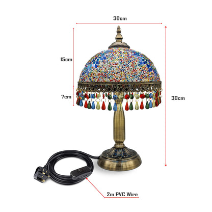Tiffany Style Mosaic Table Lamp with Bead Fringe E27 - photo 2