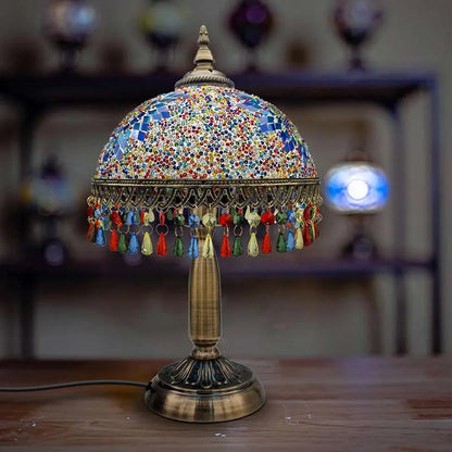 Tiffany Style Mosaic Table Lamp with Bead Fringe E27 - photo 7