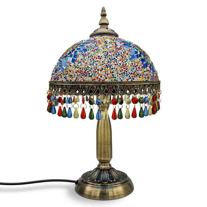 Tiffany Style Mosaic Table Lamp with Bead Fringe E27 - Without Bulb
