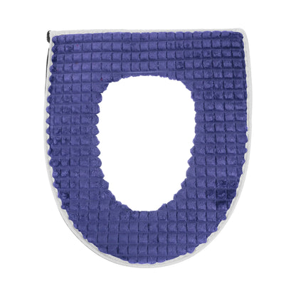 Plush Toilet Seat Cover with Zip – Warm & Washable, Blue, Green, Grey or Pink - Blue
