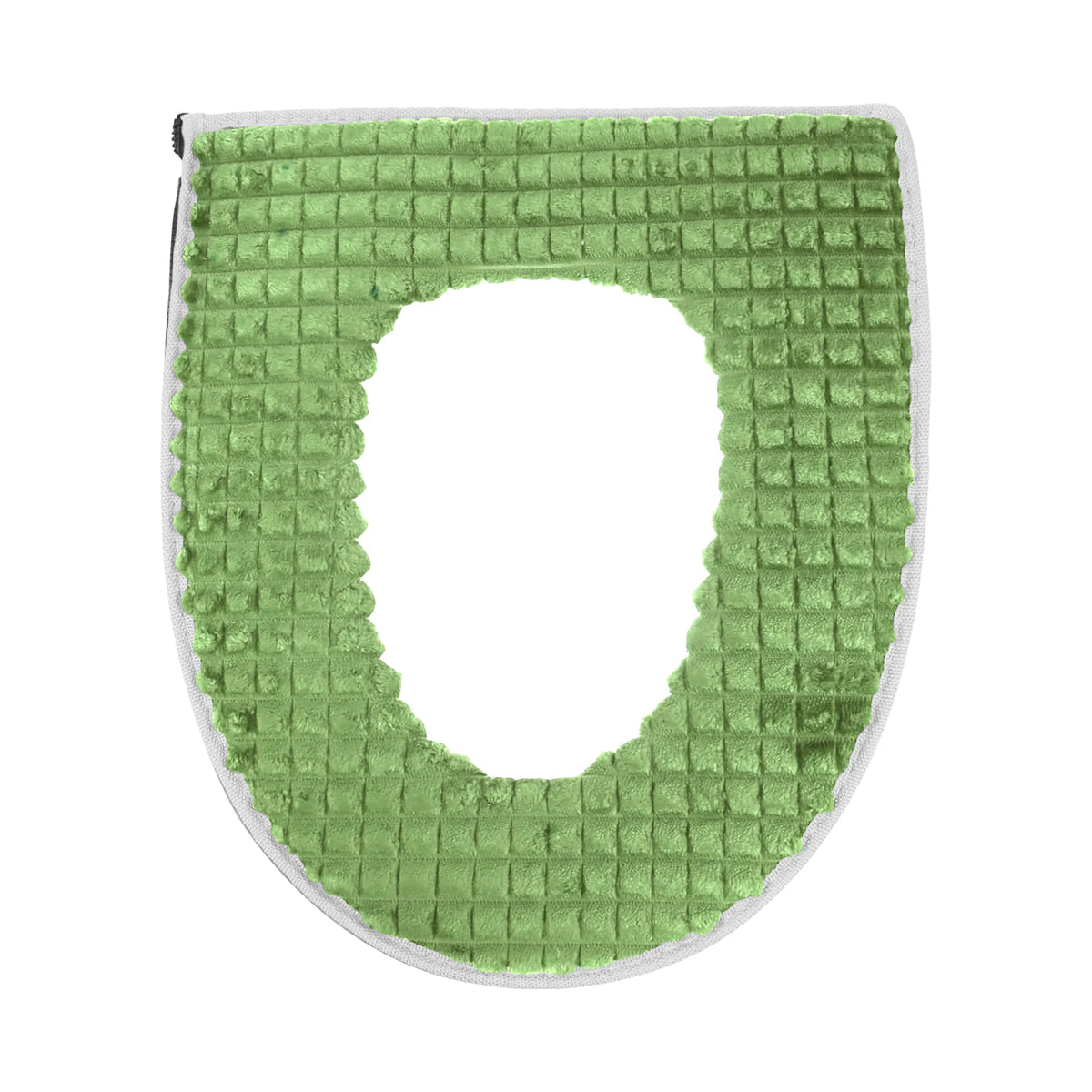 Plush Toilet Seat Cover with Zip – Warm & Washable, Blue, Green, Grey or Pink - Green