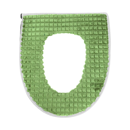 Plush Toilet Seat Cover with Zip – Warm & Washable, Blue, Green, Grey or Pink - Green