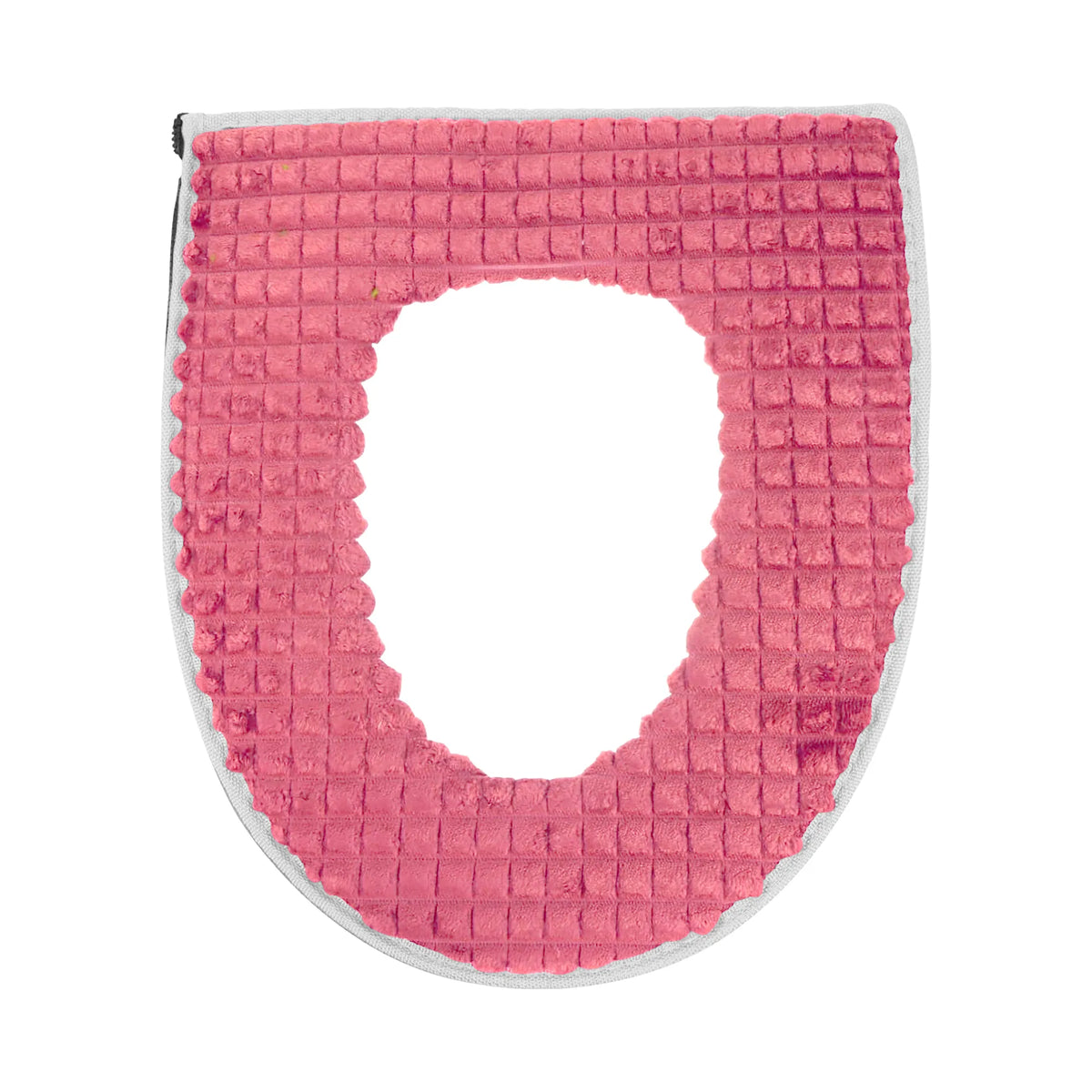 Plush Toilet Seat Cover with Zip – Warm & Washable, Blue, Green, Grey or Pink - Pink