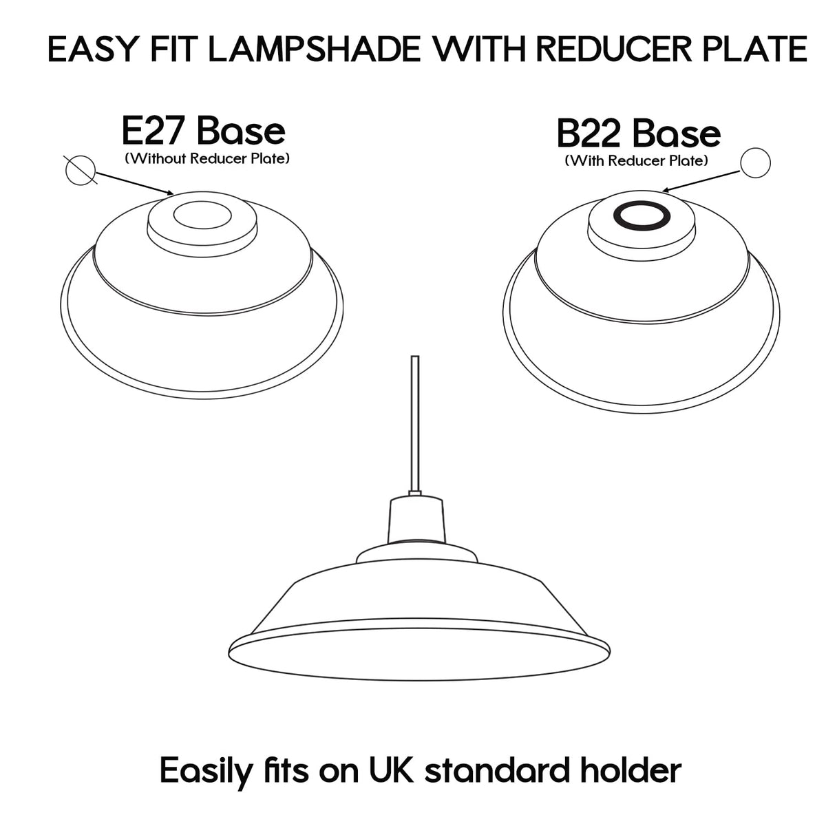 Top Bowl Lamp Shade 26 cm – Easy Fit, 7 Finishes - photo 2