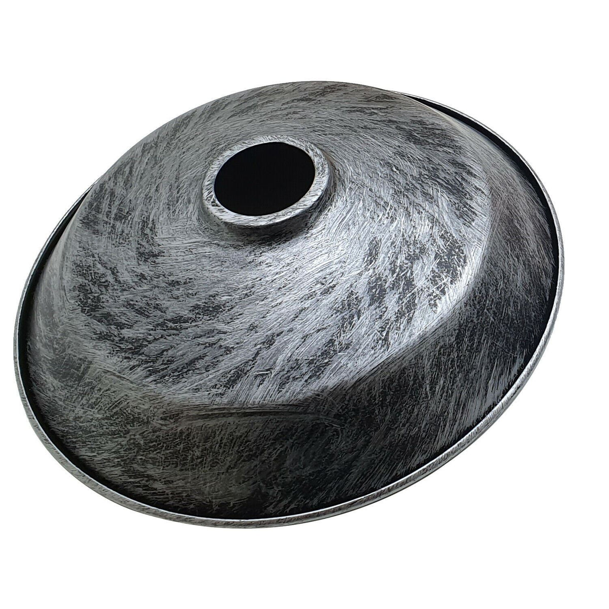 Top Bowl Lamp Shade 26 cm – Easy Fit, 7 Finishes - Brushed Silver, 26 cm with Reducer Ring, Single