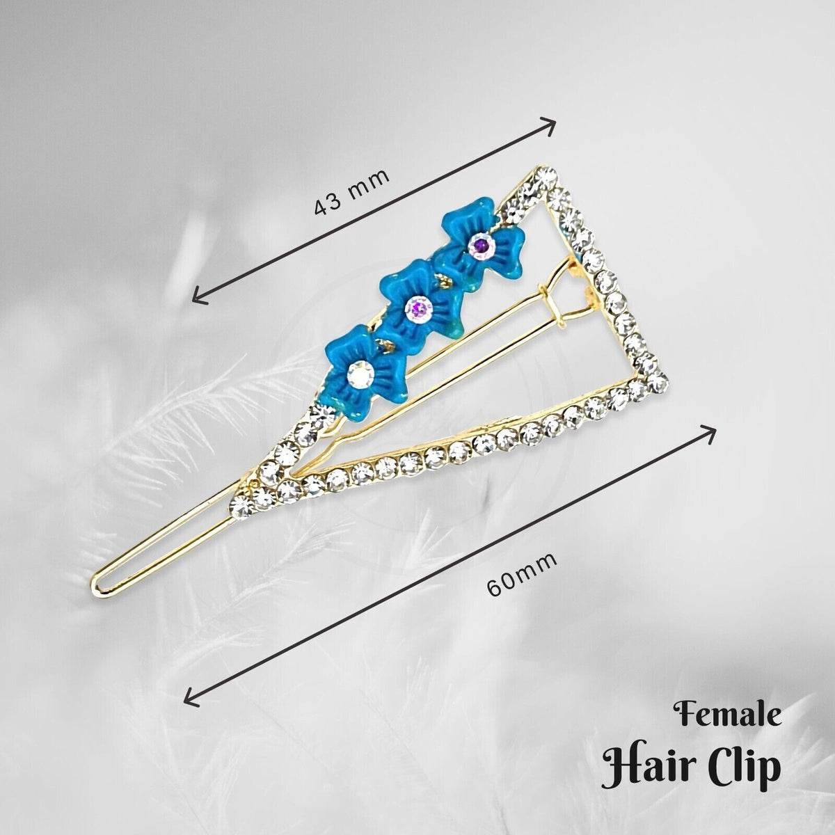 Crystal Flower Hair Slides – Triangle or Oval, 6 Colours, 1, 2 or 5 Slides - photo 2