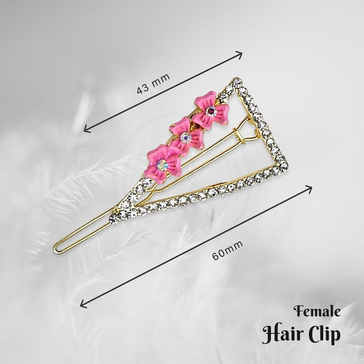 Crystal Flower Hair Slides – Triangle or Oval, 6 Colours, 1, 2 or 5 Slides - photo 7
